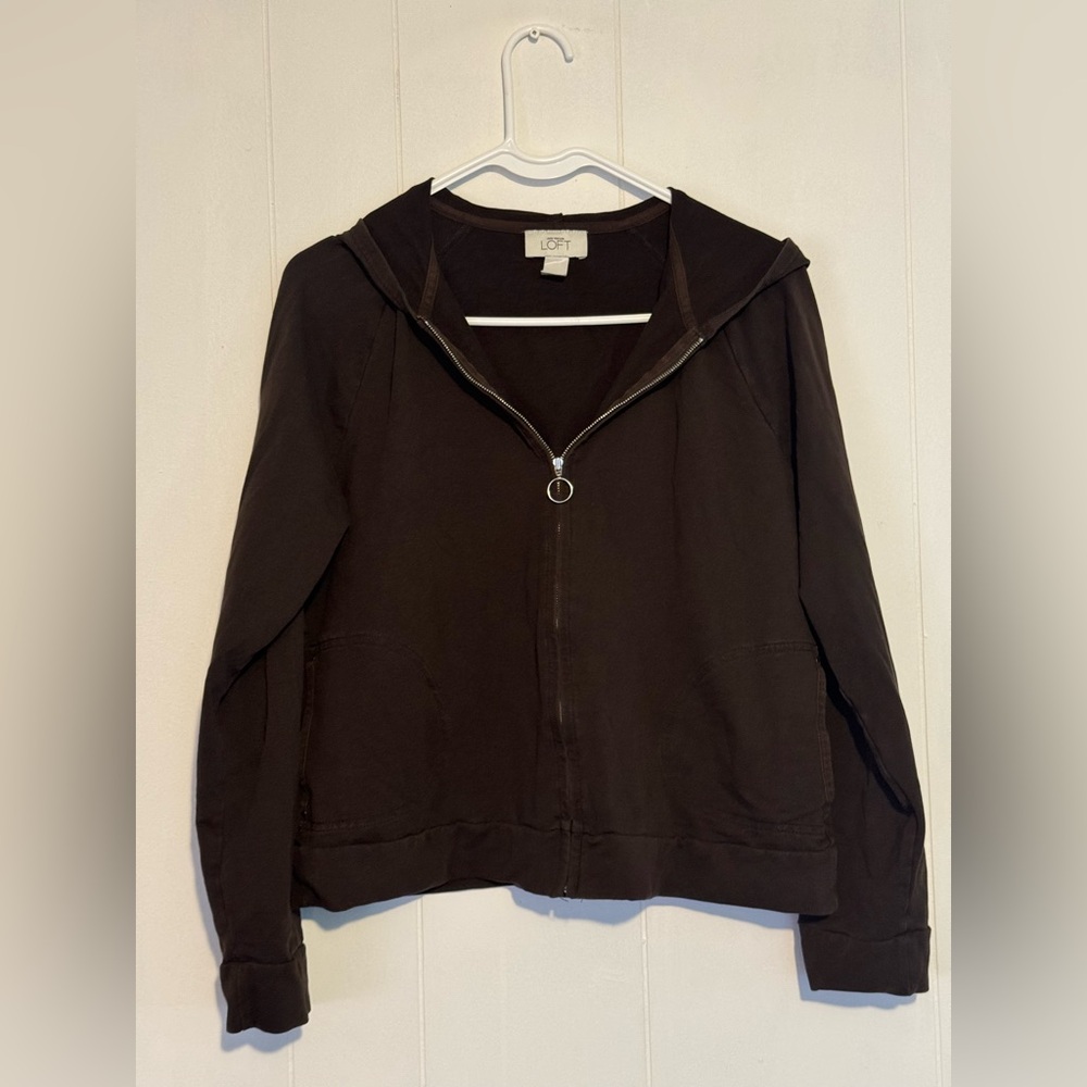 LOFT Chocolate Brown Zip-up Sweatshirt